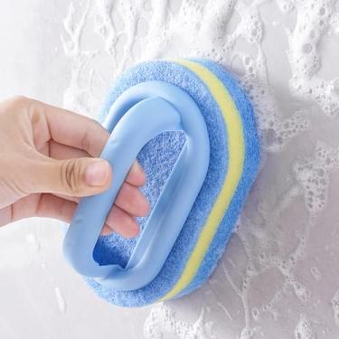 Imagem de Esfregador de escova de esponja com alça - multiuso para banheiras, cozinhas, paredes, tamanho pequeno