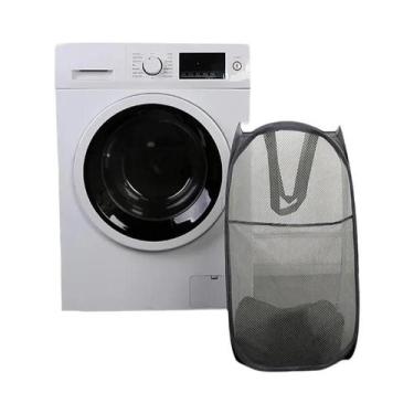 Imagem de Cesto De Roupa Suja Dobrável De Grande Capacidade Em Malha, Balde Port