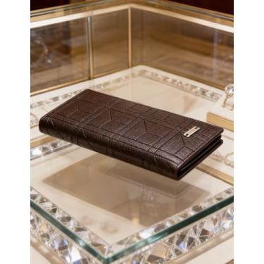 Imagem de Carteira de couro fina e longa para homens, com bloqueio de RFID e grande capacidade, organizador ultrafino com vários compartimentos para cartões (Cáqui profundo)