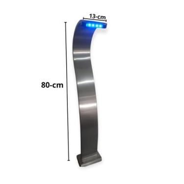Imagem de Cascata Para Piscina Slim Com LED 80x13cm Inox 304 Entrada 50mm Luxo -