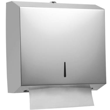 Imagem de Yieach Dispensador de toalha de papel sem toque, suporte de parede para banheiro e hotel, suporte de toalha de papel multidobra comercial de aço inoxidável com trava para dobra Z, dobrado, três dobras