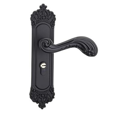 Imagem de Fechadura de porta interior de quarto, maçaneta de porta doméstica, preta, mecânica, fechadura, ferragem