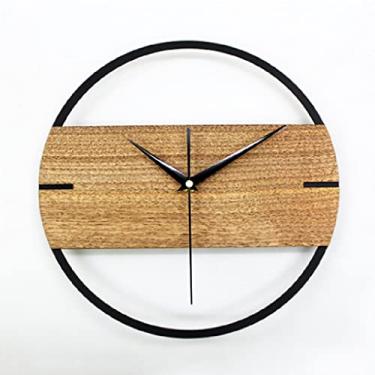 Imagem de Relógio de parede simples estilo europeu relógio de casa de madeira nórdica estudo arte de escritório decoração de parede minimalista (cor: A, tamanho: 30 * 30 * 4 cm) (A. 30 * 30 * 4 cm)