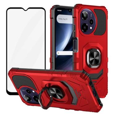 Imagem de Ailiber Capa para celular ATT Motivate Pro 2 5G, Cricket Icon Pro 2026 SN512C com suporte, para suporte magnético para carro, com protetor de tela, capa protetora resistente para celular - vermelha