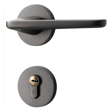 Imagem de VTGVVVTR Fechadura de porta moderna e simples fechadura de porta de quarto silenciosa fechadura magnética para uso doméstico preto e cinza fechadura de porta de madeira