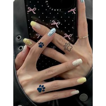 Imagem de Tatuagens minimalistas semi permanentes de suco de ervas, padrão simples de impressão de pata, 7 a 14 dias, sem queda, pulso, ombro, pescoço, perna, corpo lombar, adesivos de tatuagem à prova d'água