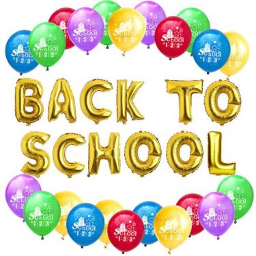 Imagem de Kit de balão de volta às aulas, 37 unidades de letra de Mylar com cor 