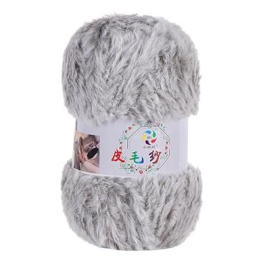 Imagem de 60 m/novelo 13 mm fio de poliéster imitação de pele de vison para crochê faça você mesmo, casaco macio, cachecol, tecido, costura, suéter, bolsa, almofada, confecção de tricô, artesanato, cinza claro