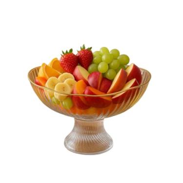 Imagem de Fruteira Saladeira Transparente Multiuso - Aparência de Vidro Resistente, Organizador de Frutas e Alimentos para Mesa e Cozinha, Prático e Estilizado