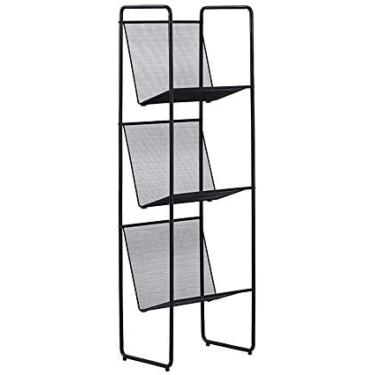 Imagem de Prateleira De Estante De Pé, Estante Aberta De Escritório Em Casa Suporte De Exibição De Metal Autônomo, Estante Pequena Multifuncional Para Cd/pasta/rack De Revista,Preto,3 Andares,Collector88