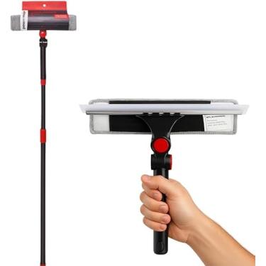 Imagem de Mop Limpa Vidros 2 em 1 com Cabo Extensível 150 cm – Base Rotativa 360°, Verde e Cinza, Para Janelas, Espelhos e Superfícies Lisas - Premium