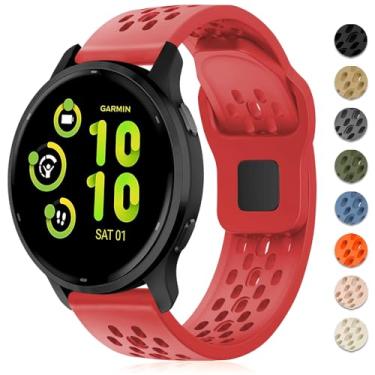 Imagem de Inhosper Pulseiras respiráveis compatíveis com Garmin Vivoactive 6/5/3/Venu/Venu Sq/Venu 2 Plus, pulseira esportiva de silicone macio de 20 mm para Garmin Forerunner 55/165/245/645 feminino e