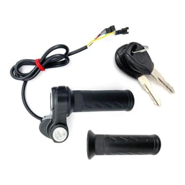 Imagem de Cabo universal para acelerador de bicicleta elétrica com trava de chave, padrão de fibra de carbono, guidão à prova d'água para Ridstar Q20/Q20 Pro Lite E-Bike, motocicleta, ciclomotor, 19,3 cm