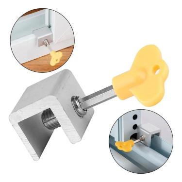 Imagem de 2X Trava Com Chave Pra Porta Janela Correr Segurança Criança