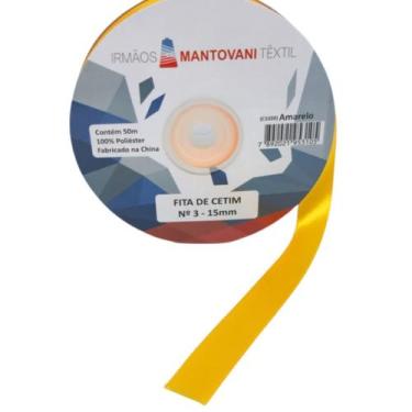 Imagem de Fita De Cetim 15mm N 03 Com 50 Metros Cor:Amarelo - Irmãos Mantovani, 