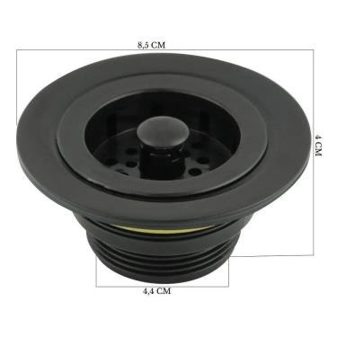 Imagem de 2X Valvula Ralo De Pia Metal 3,5 Preto Fosco Cozinha 1623