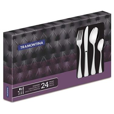 Imagem de Faqueiro Tramontina Zurique em Aço Inox com Facas de Mesa Acabamento Alto Brilho 24 Peças