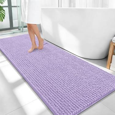 Imagem de OLANLY Tapetes de banheiro espessos 149 x 61 cm, tapetes de banho de chenille absorventes extramacios, suporte de borracha, lavar à máquina, secar na máquina, tapetes de banho para piso de banheiro