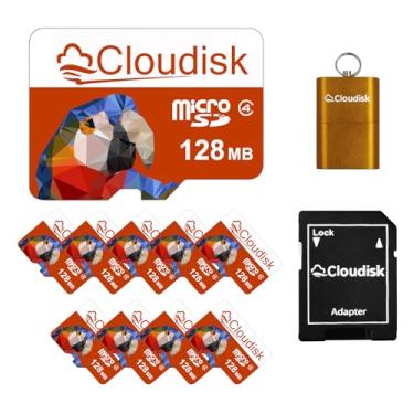 Imagem de Cloudisk Pacote com 10 cartões micro SD Parrot-Prime de 128 MB e não 128 GB, cartão de memória de pequena capacidade C4 com adaptador, leitor de cartão (128 MB)