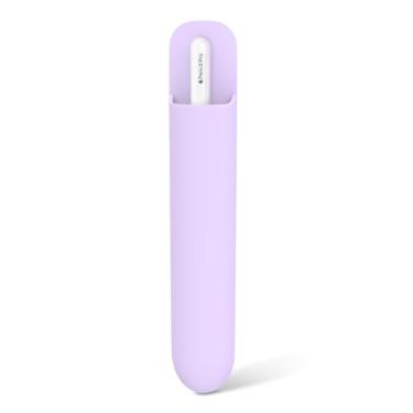 Imagem de MoKo Suporte universal para caneta, capa protetora de silicone reutilizável compatível com Pencil Pro, 1ª e 2ª geração e USB-C e canetas de tamanho semelhante, anexado à capa para lápis, roxo