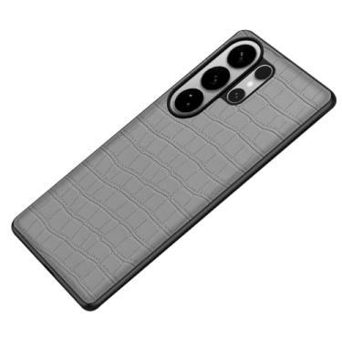 Imagem de LTLMYDAM Capa fina para Samsung Galaxy S26 Ultra/S26 Plus/S26, textura de crocodilo, à prova de choque, leve, capa de couro luxuosa, macia, cinza, S26