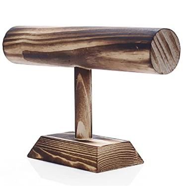 Imagem de HHHJQFAAT Suporte de exibição de joias de metal de 2 camadas com base de madeira para colar, brinco, pulseira, organizador de relógios (Cor: A, Tamanho: 24,5 cm x 16 cm) (A 24,5 cm x 16 cm)