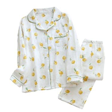 Imagem de HHHJQFAAT Pijama feminino primavera e pijama conjunto de pijama feminino outono serviço doméstico feminino GG 01 (branco grande)