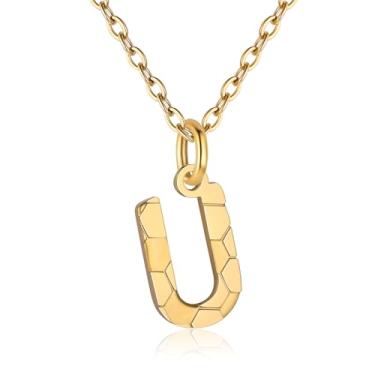 Imagem de RUOOUY Colar feminino com inicial de futebol banhado a ouro 18K, pingente de letra A-Z, joia de futebol, acessórios esportivos, presente de Natal para namorada, filha, Aço inoxidável, Sem Pedra