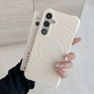 Imagem de Capa de silicone líquido de luxo para carregamento sem fio para Samsung S25 S24 S23 Ultra Plus, capa macia à prova de choque (para Galaxy S25+/GD Branco)