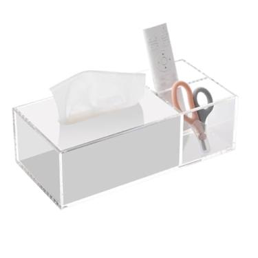 Imagem de Porta-lenços de papel de acrílico práticos para decoração de casa de banho, cozinha, quarto, escritório, organizador (branco)