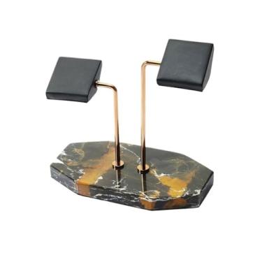 Imagem de Organizador de joias leve, luxuoso, mármore, dupla posição, organizador de relógio de aço inoxidável, adereços de exibição de relógio criativos, suporte de exibição de joias (multicolorido)