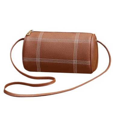 Imagem de GIVLEFLY Bolsa tiracolo feminina de couro genuíno - elegante bolsa de ombro pequena para uso diário e noturno, Marrom, Waxed Leather Women's Bag, Tendência