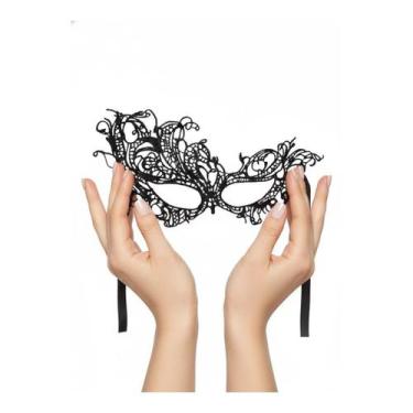 Imagem de Máscaras Feminina de Renda Preta Veneziana para Baile Formato:Pavão - 
