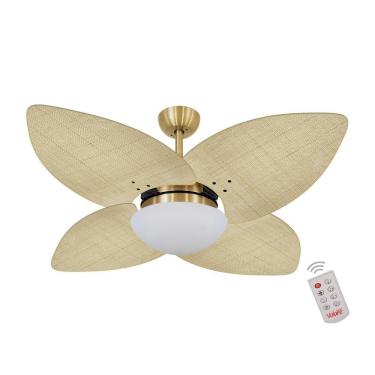 Imagem de Ventilador De Teto Dormamu Dourado 4 Pás Palmae Natural 127v Com Controle