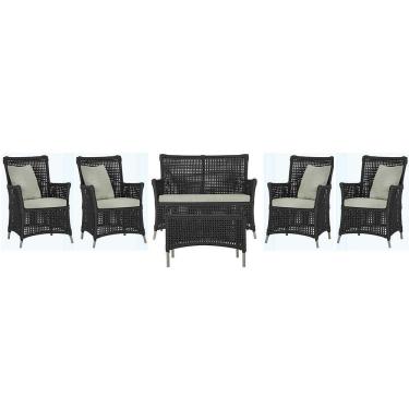 Imagem de Jogo Sofá 4 Poltronas E Mesa Igapó Fendi E3 Trama Original Preto