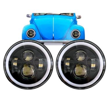Imagem de Kit 2 Farol Angel Eyes Defender LED Jeep Troller Fusca Kombi