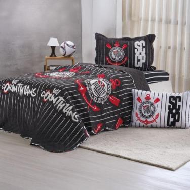 Imagem de Kit Cobre Leito Solteiro Times de Futebol Bene Casa CORINTHIANS