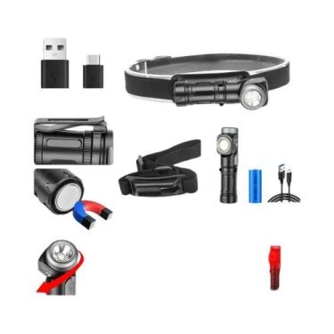 Imagem de Lanterna De Cabeça LED COB Recarregável Em Liga De Alumínio À Prova d'