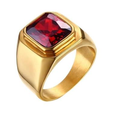 Imagem de Anel Masculino De Aço Inoxidável Preto Quadrado De 12,5mm Com Topo De 