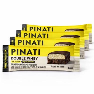 Imagem de Kit 4 PINATI Double Whey 15g Proteina Frapê de Coco 50g