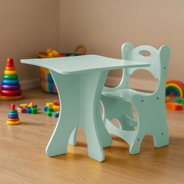 Imagem de Mesa Infantil com Cadeira Elise para Criança Atividade Escola Creche M