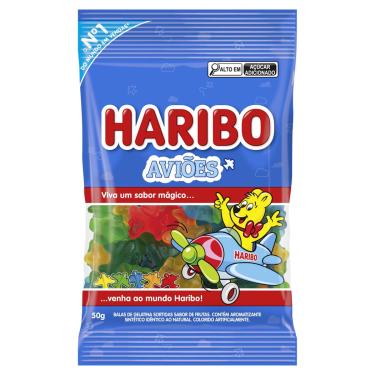 Imagem de Bala de Gelatina Aviões Frutas Sortidas Haribo 50g Sem Glúten