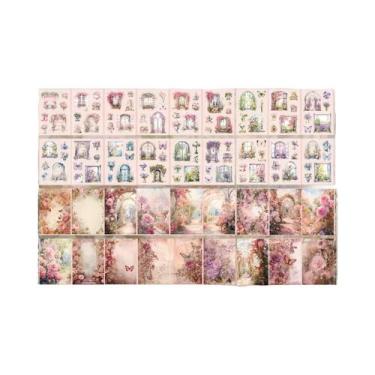 Imagem de Adesivos Decorativos Retrô DIY Série Paisagem Auspiciosa Com Plumas 54