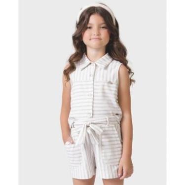 Imagem de Conjunto menina moletinho Síria verão leve casual confortável - Off White - Menina 4 a 14 anos-Feminino