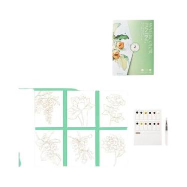 Imagem de Conjunto De Pintura Em Aquarela Com Papel, Caneta E Pigmentos Artístic