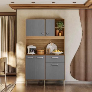 Imagem de Armário de Cozinha Compacto Liv 5 Portas 1 Gaveta com Nicho Decorativo 1,20m