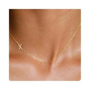 Imagem de Colar Feminino Minimalista Com Pingente De Letra Inicial Em Aço Inoxid