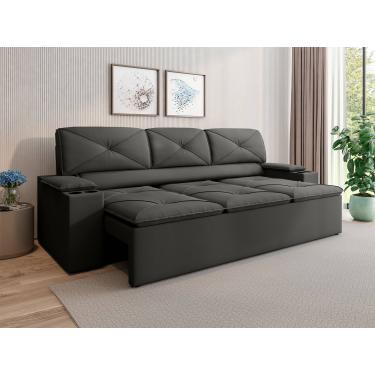 Imagem de Sofá 3 Lugares NextSofás Joy Velosuede Retrátil Reclinável com Porta Copos