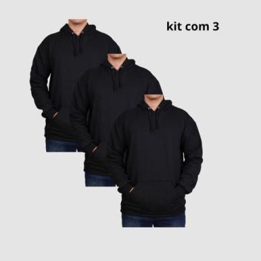 Imagem de Kit 3 Moletons Unisex Com Capuz Estilo Urbano Confortável - Lucam, Azu