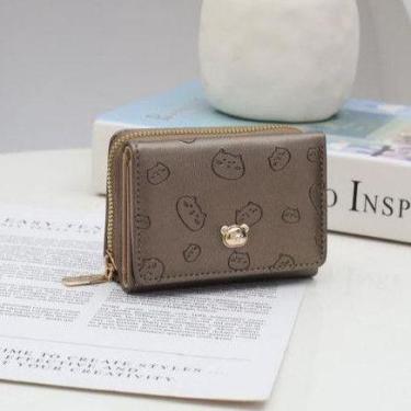 Imagem de Carteira Pequena Feminina Couro Multi-Cartão Desenho Com Três Dobras D